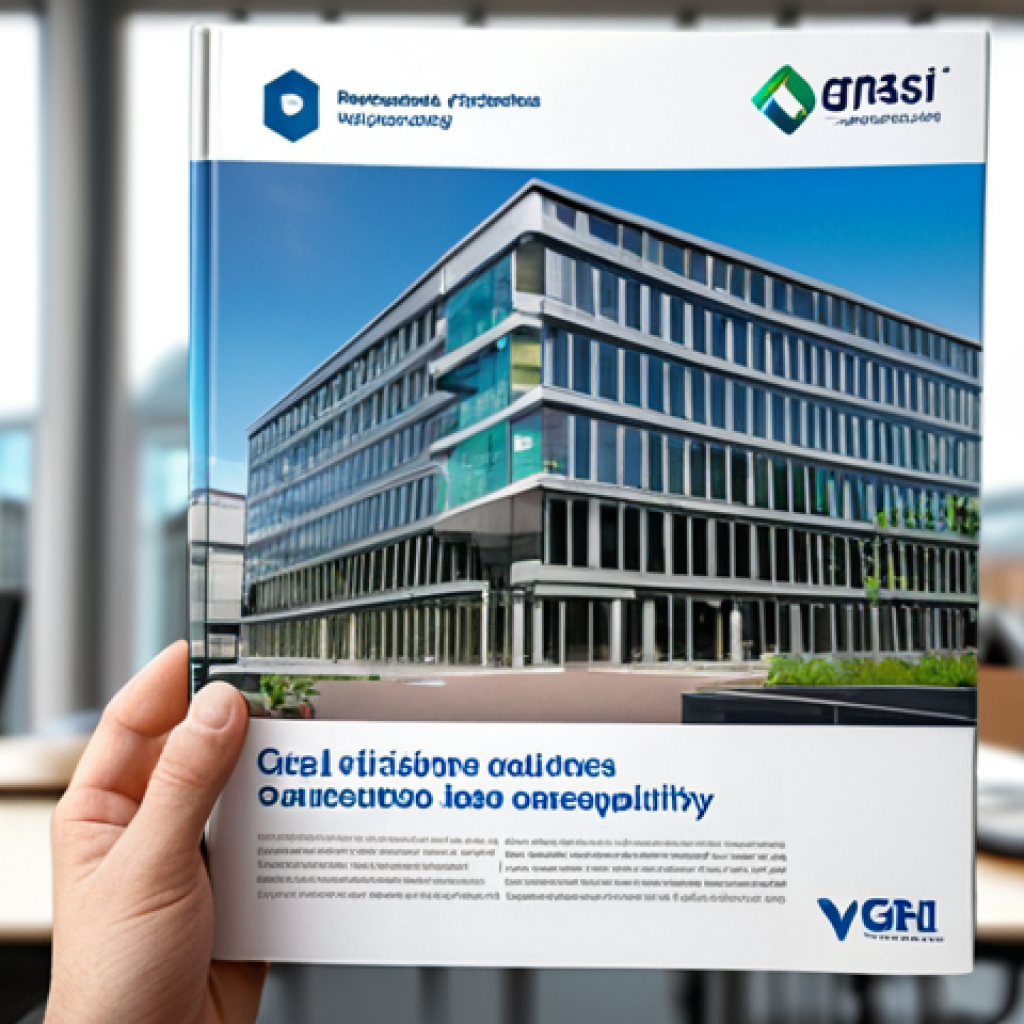 **

A sustainability report cover featuring the GRI logo and a blurred background of a modern office. Focus on the concepts of data collection, transparency, and environmental responsibility. Add some charts visualising company performance.

**